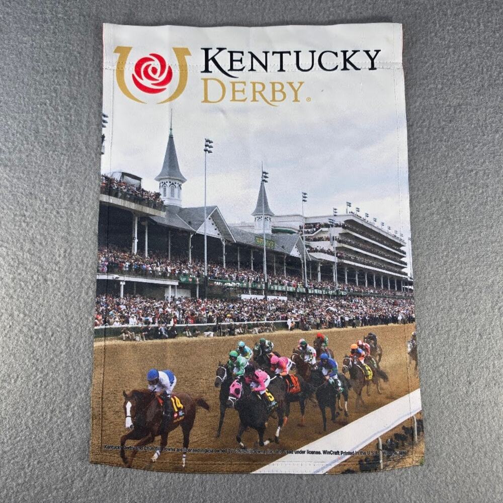 Kentucky Derby Double Sided Garden Flag 18x12.5" Horse Racing